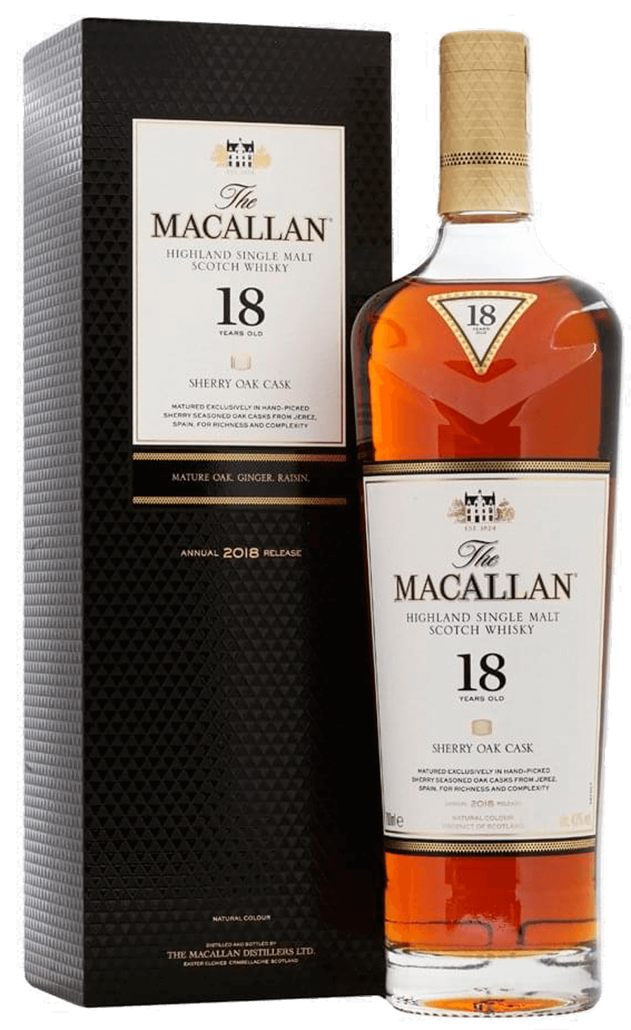 Macallan Sherry Oak Cask 18 y.o. Highland single malt scotch whisky (gift box) macallan double cask highland single malt scotch whisky 15 y o gift box