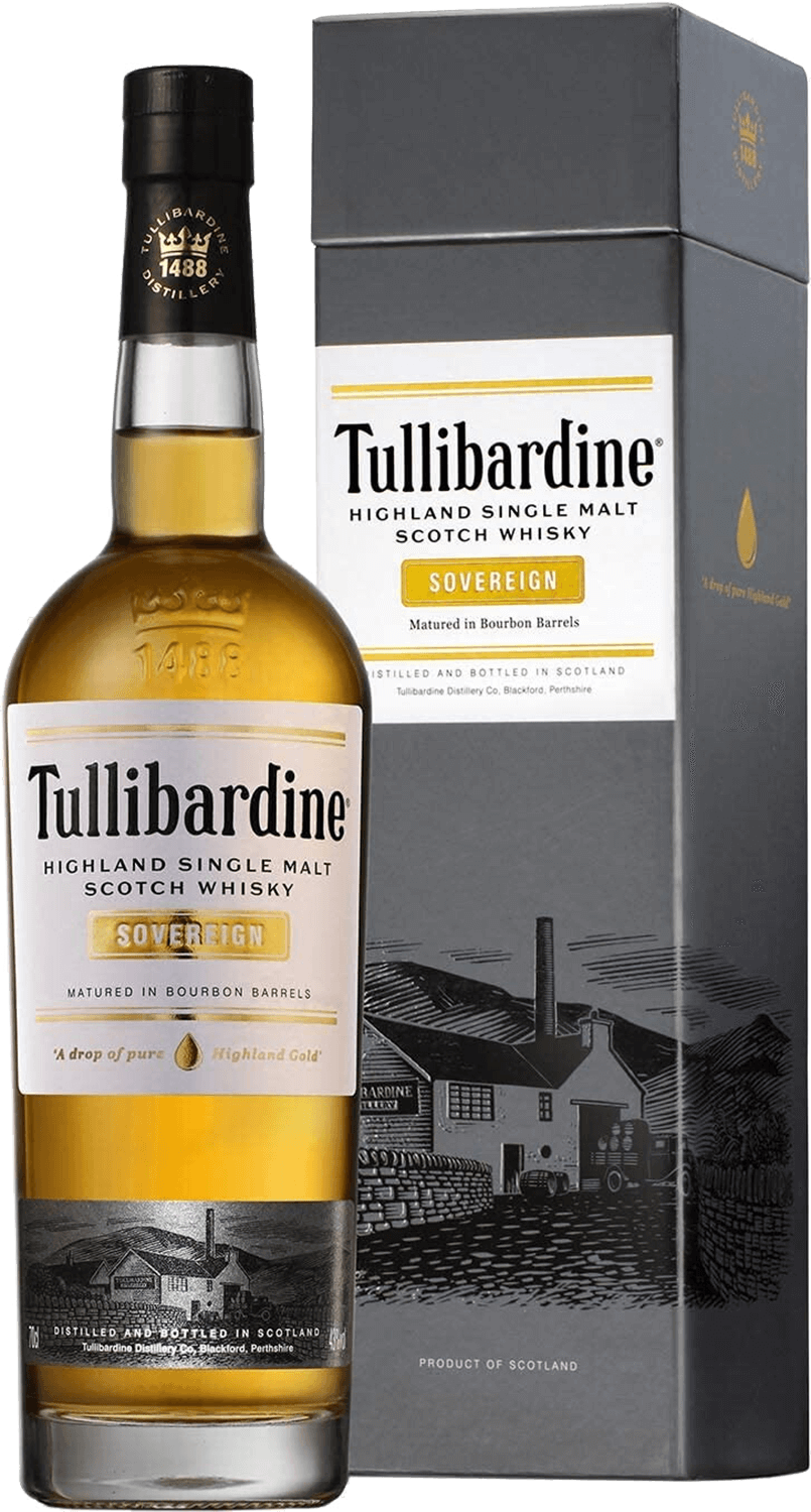 Виски Tullibardine Sovereign Highland Single Malt Scotch Whisky (gift box)  0.7 л (Туллибардин Соверин Хайлэнд солодовый виски в подарочной упаковке),  купить в магазине в Новосибирске - цена, отзывы