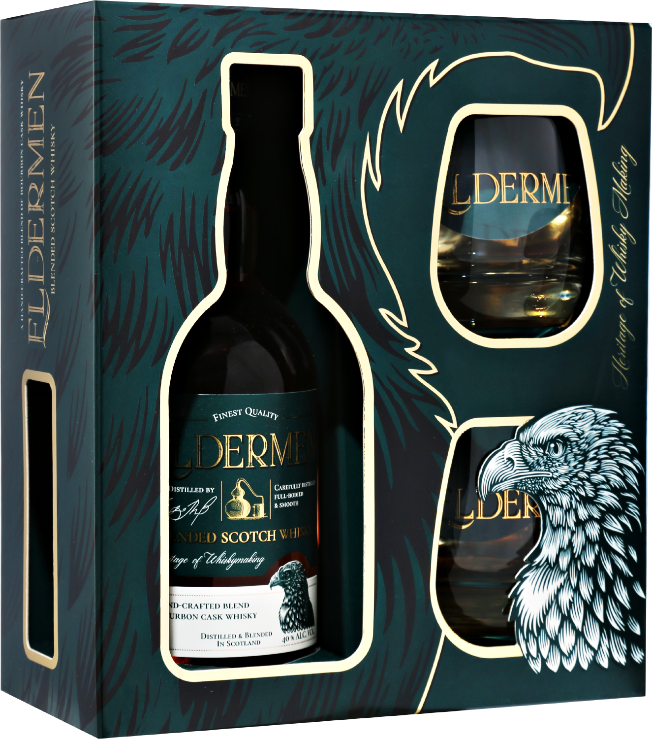 Eldermen Blended Scotch Whisky (gift box with 2 glasses) clan macgregor blended scotch whisky gift box with a glass