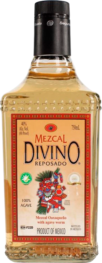 Mezcal Divino Reposado with agave worm