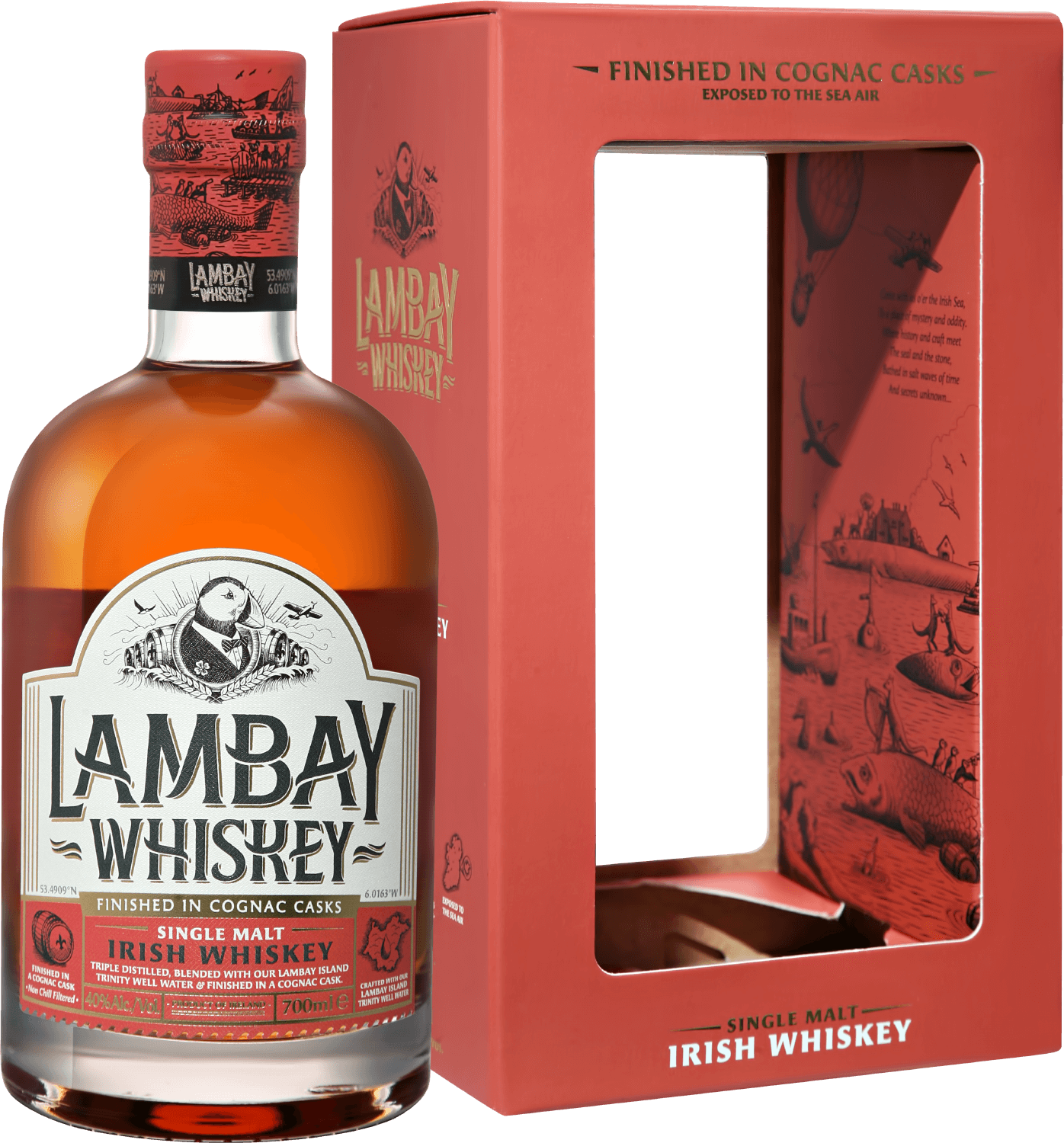 Lambay Single Malt Irish Whiskey 5 y.o. (gift box) west cork glengarriff series bog oak charred cask single malt irish whiskey