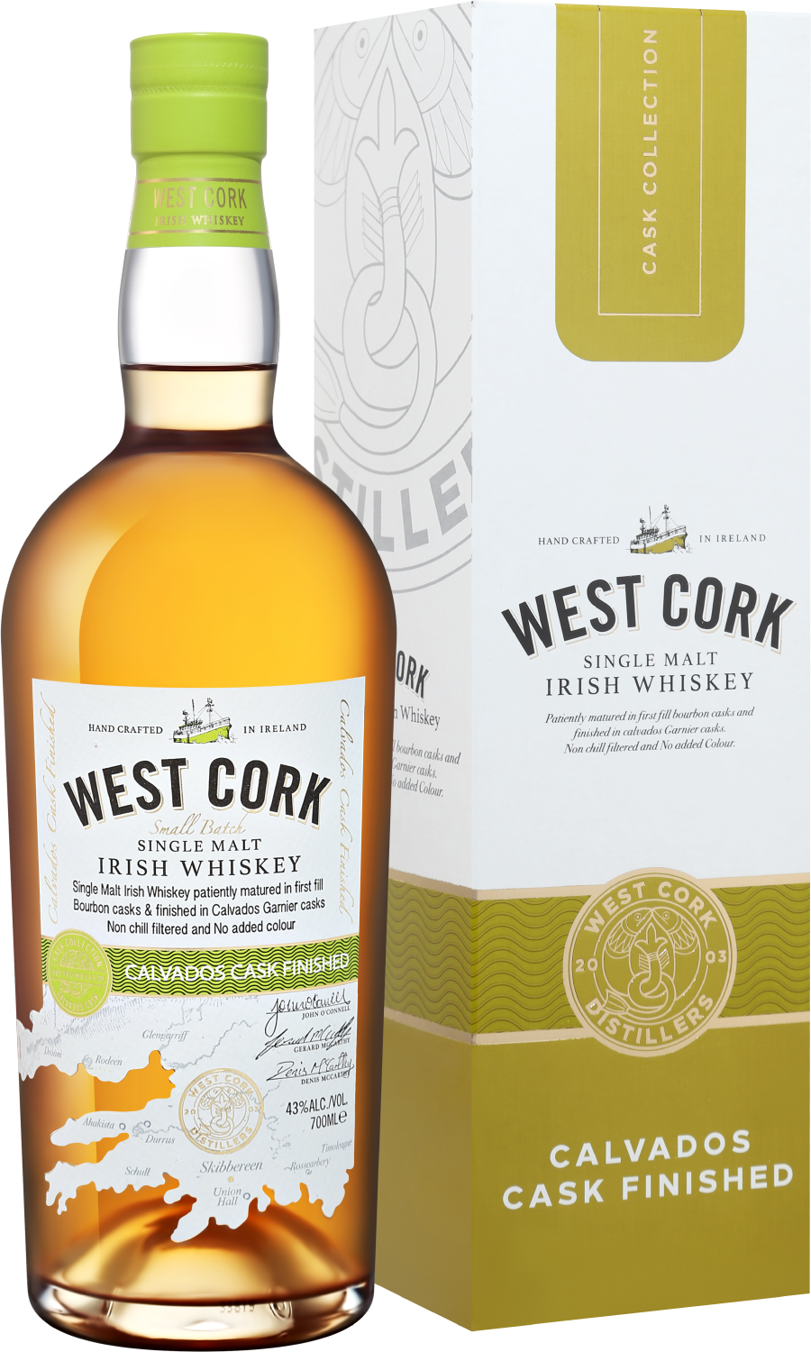 Виски West Cork Small Batch Calvados Cask Finished Single Malt Irish  Whiskey (gift box) 0.7 л (Вест Корк Смол Бэтч Кальвадос Каск Финишд  солодовый виски в подарочной упаковке), купить в магазине в