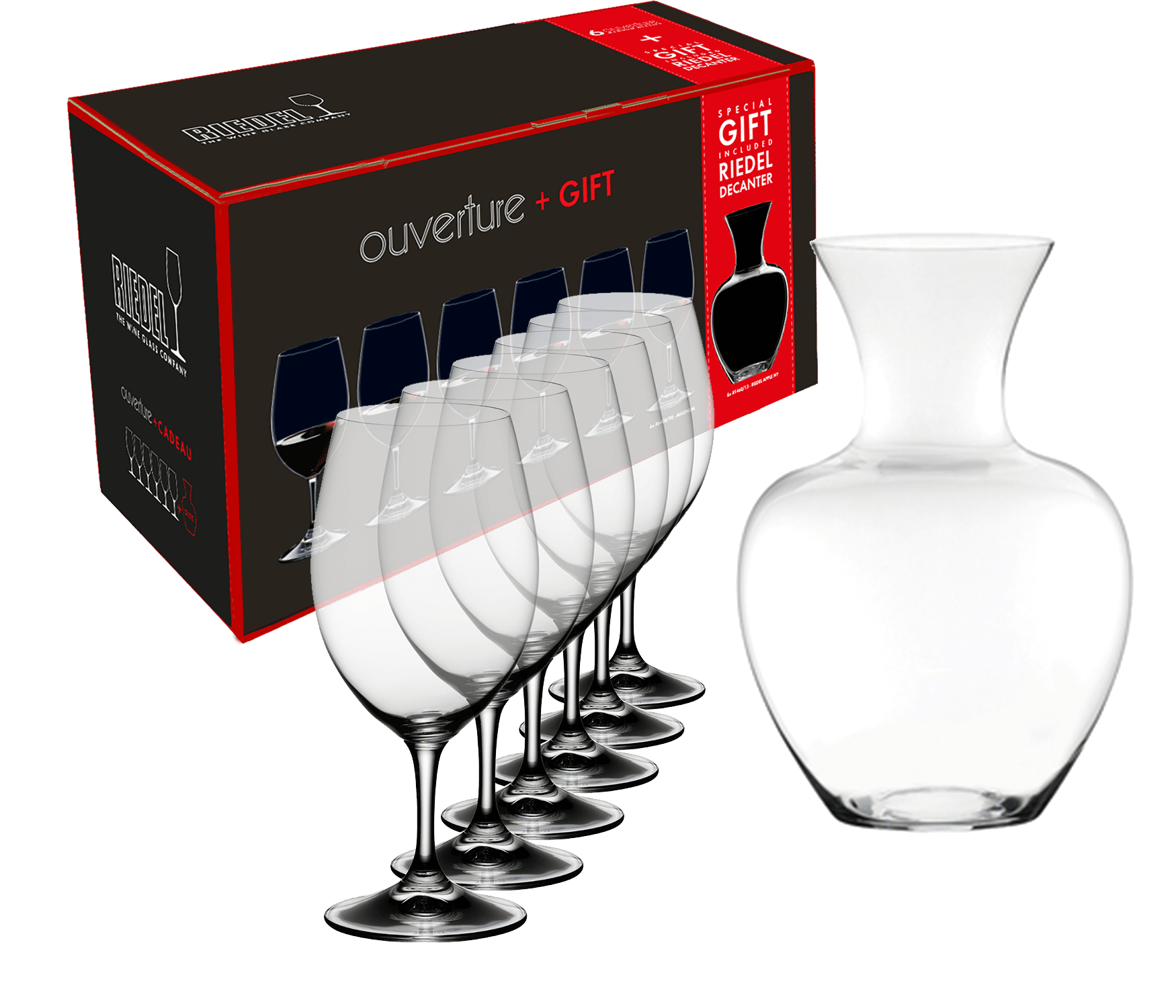 Riedel Ouverture Magnum (6 glasses set) and decanter Apple