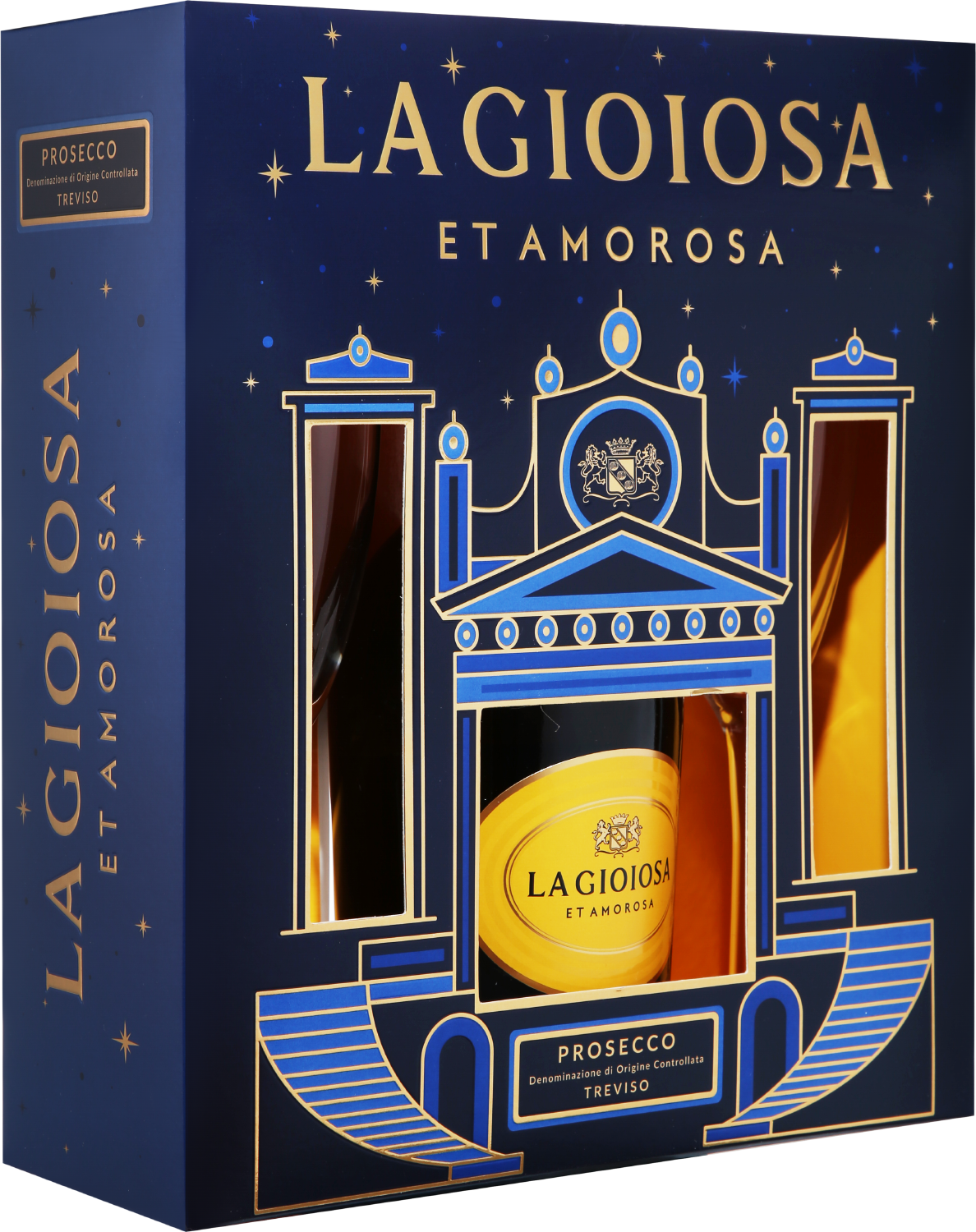 La Gioiosa Prosecco DOC in gift box with two glasses