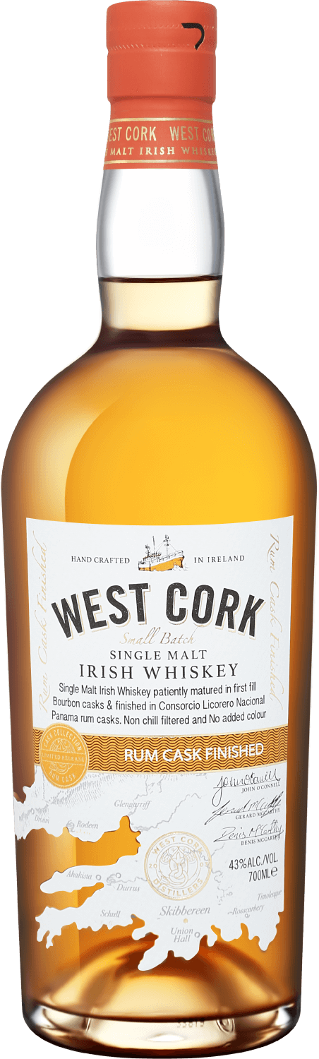 West Cork Small Batch Rum Cask Finished Single Malt Irish Whiskey lambay small batch blend irish whiskey 4 y o