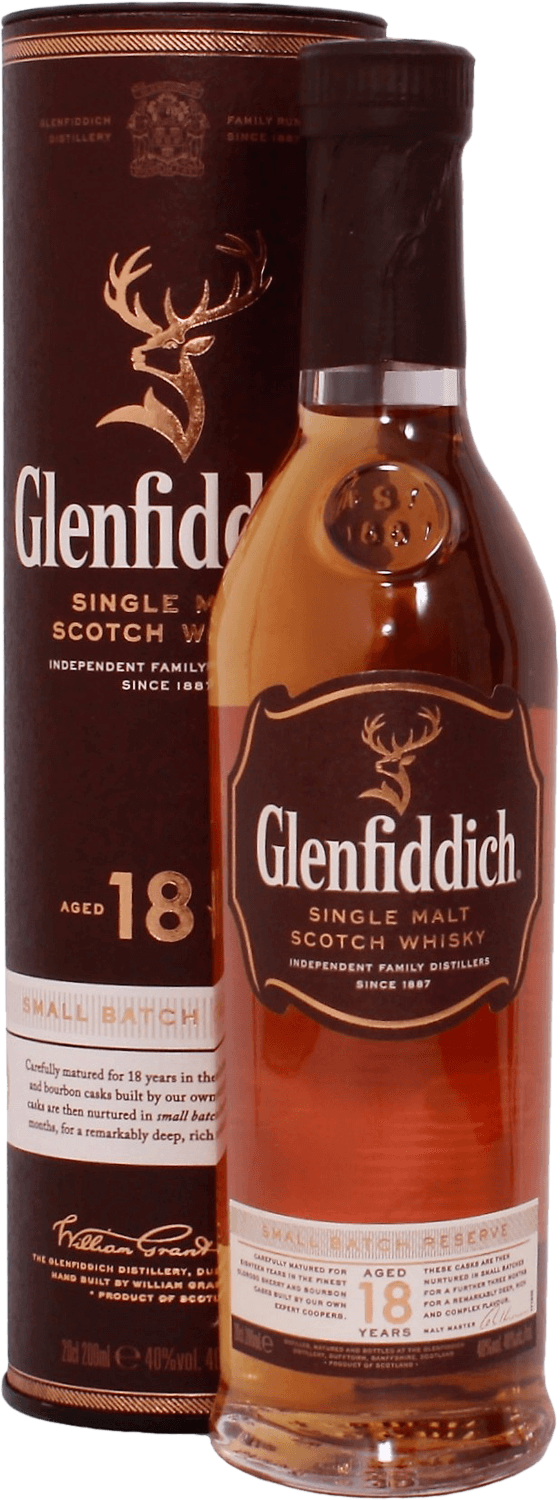 Glenfiddich 18 Years Old Single Malt Scotch Whisky (gift box) glenfarclas 21 years old single malt scotch whisky gift box
