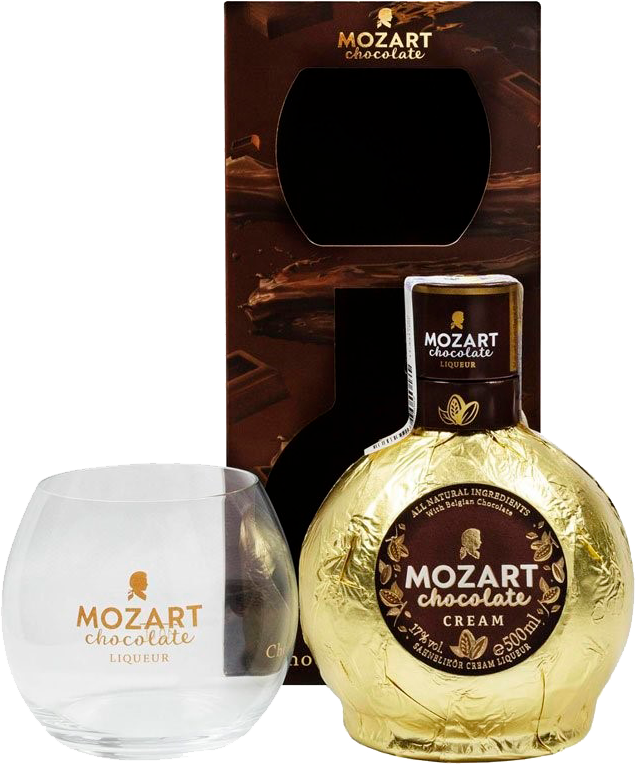 Ликёр Mozart Chocolate Cream (gift box with a round glass) 0.5 л ...