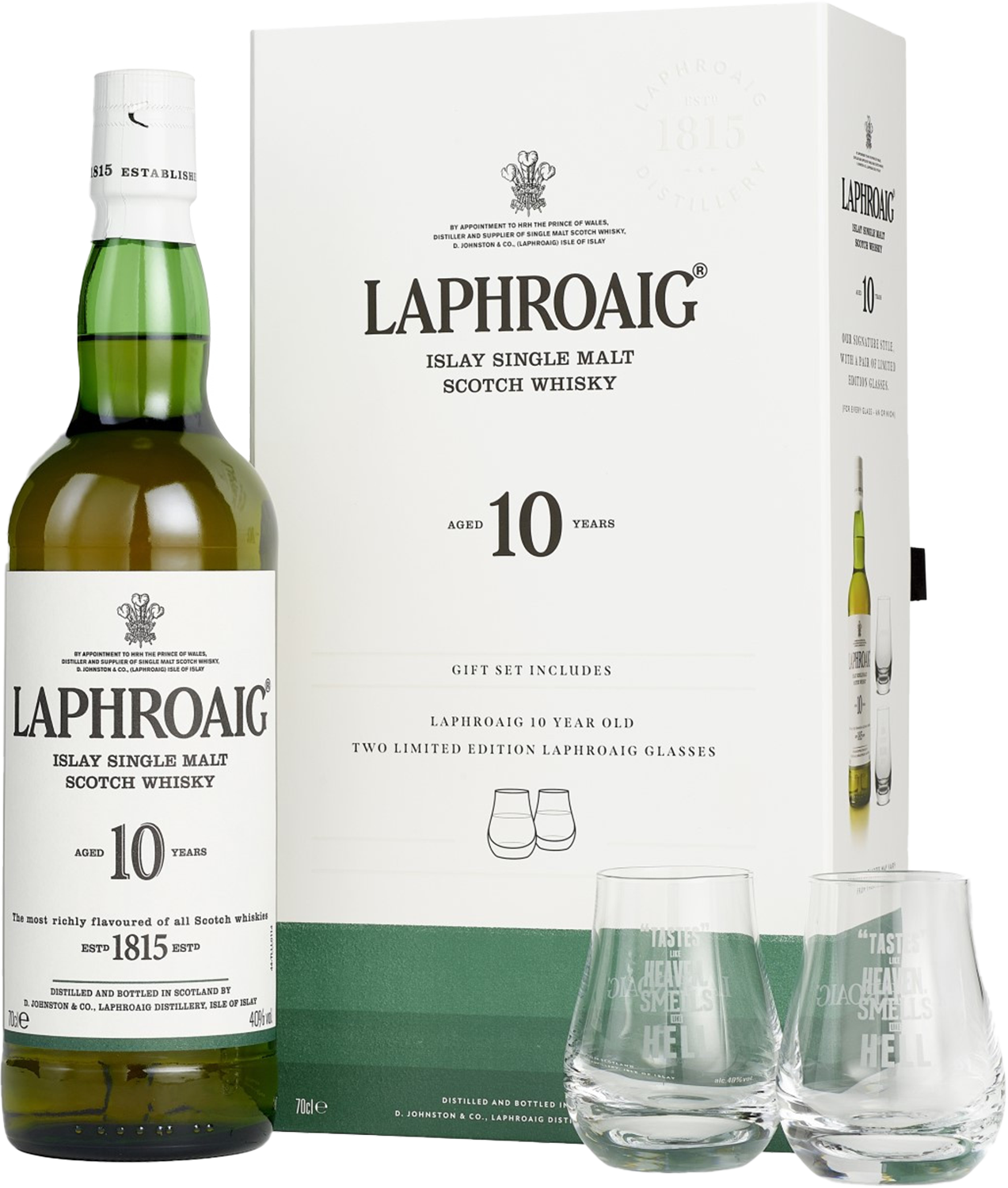 Laphroaig Islay Single Malt Scotch Whisky 10 y.o. (gift box with 2 glasses)