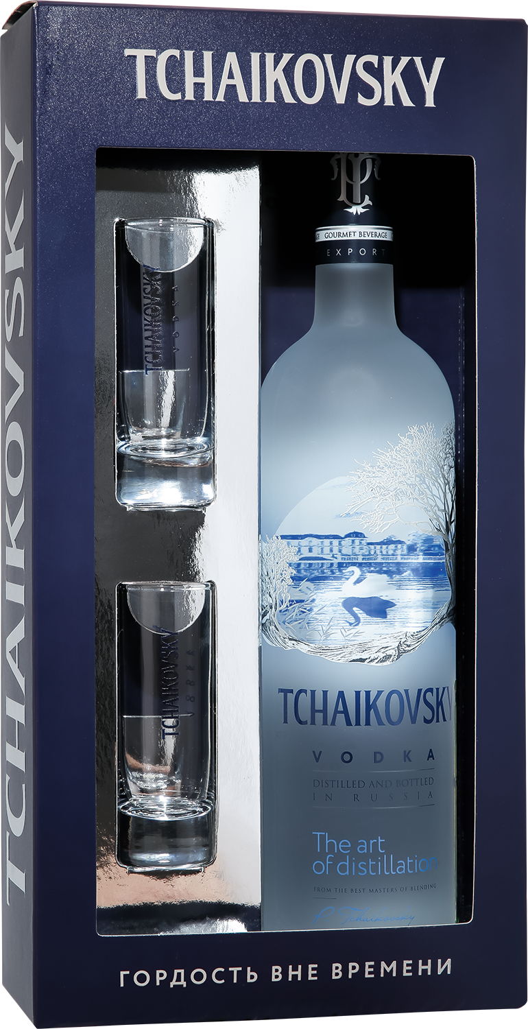 Чайковский в подарочной упаковке с двумя стопками - 0.7&nbsp;л