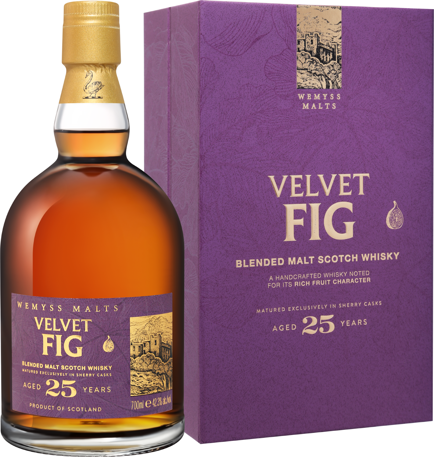 Wemyss Malts Velvet Fig Matured In Sherry Casks Blended Malt Scotch Whisky 25 y.o. (gift box)