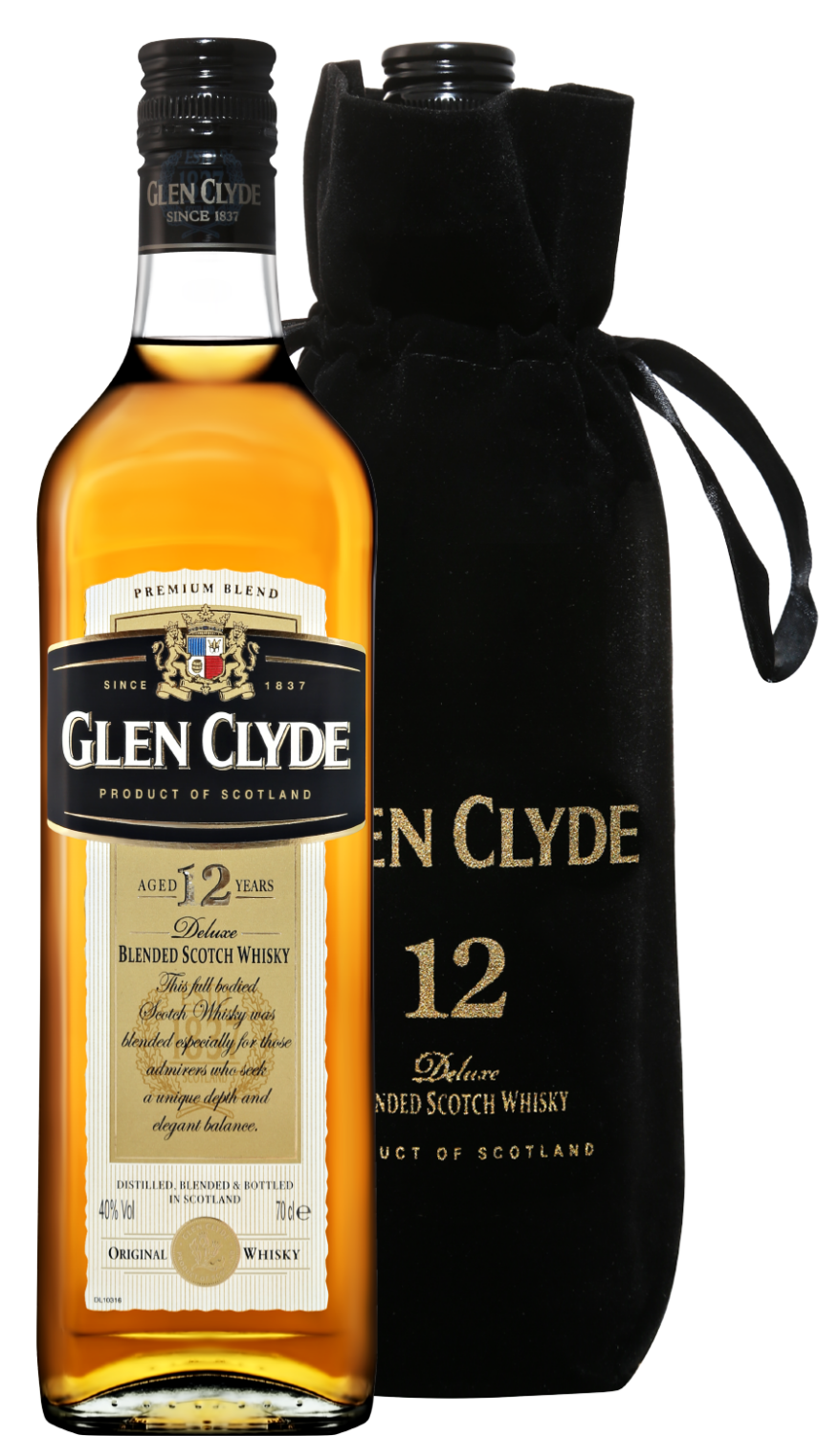 Виски Glen Clyde Blended Scotch Whisky 12 y.o. (gift bag) 0.7 л (Глен Клайд  Блендед 12 лет купажированный виски в подарочной упаковке), купить в  магазине в Москве - цена, отзывы