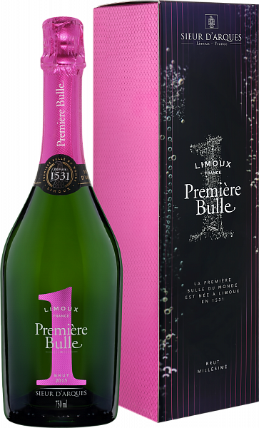 Игристое вино брют Premiere Bulle Brut Blanquette de Limoux AOC Sieur d‘Arques (gift box), 0.75 л