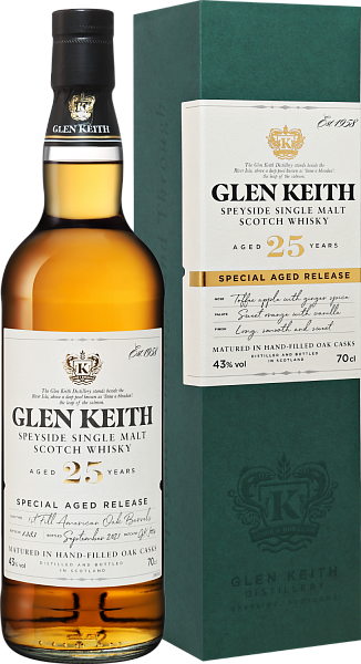 Виски Glen Keith Speyside Single Malt Scotch Whisky 25 y.o. (gift box), 0.7 л в Санкт-Петербурге