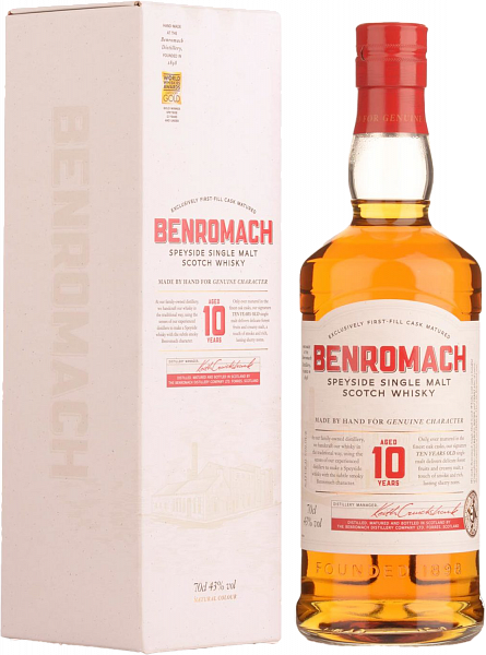 Виски Benromach 10 y.o. Speyside single malt scotch whisky (gift box), 0.7 л