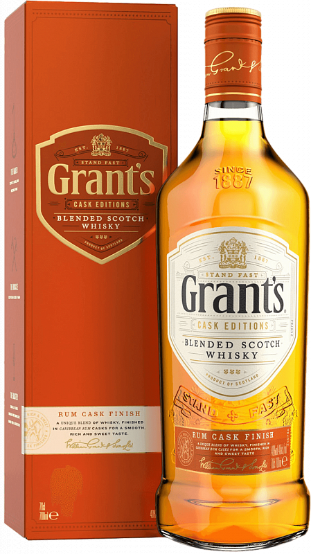 Грантс Ром Каск Финиш купажированный шотландский виски в подарочной упаковке 0.7 л