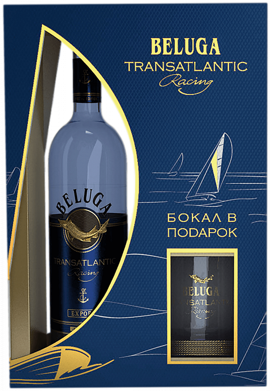 Белуга Трансатлантик Рейсинг в подарочной упаковке с одним стаканом 0.7 л