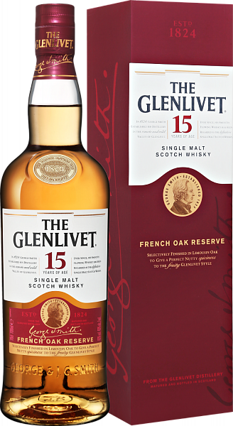 Виски The Glenlivet French Oak Reserve Single Malt Scotch Whisky 15 y.o. (gift box), 0.7 л