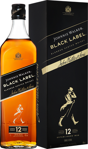 Виски Johnnie Walker Black Label Blended Scotch Whisky (gift box), 1 л в Краснодаре