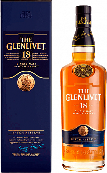 Виски The Glenlivet Single Malt Scotch Whisky 18 y.o. (gift box), 0.7 л