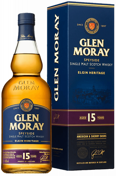 Glen Moray Elgin Heritage 15 y.o. Speyside Single Malt Scotch Whisky (gift box), 0.7 л