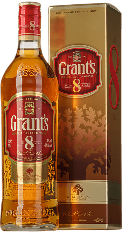 Грантс 8 лет купажированный шотландский виски в подарочной упаковке 0.7 л