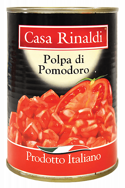 Pieces of peeled tomatoes in tomato juice Casa Rinaldi