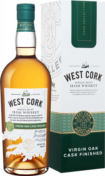 West Cork Virgin Oak Cask Finished Single Malt Irish Whiskey (gift box), 0.7 л