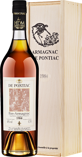 Арманьяк De Pontiac Vintage 1984 Bas-Armagnac (gift box), 0.7 л