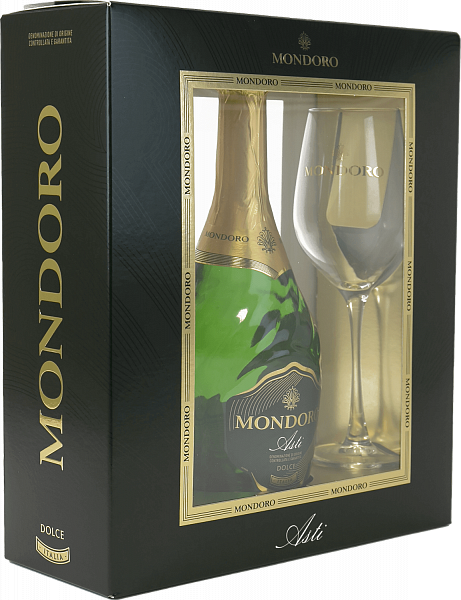 Игристое вино Mondoro Asti DOCG Campari (gift box with 2 glasses), 0.75 л