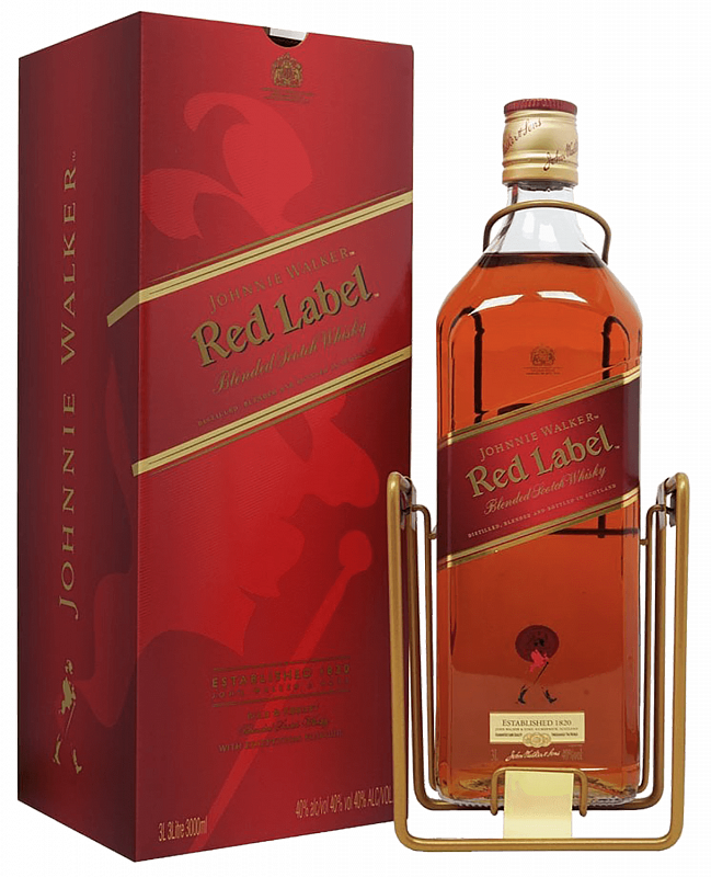 Джонни Уокер Рэд Лэйбл Блендед купажированный виски в подарочной упаковке 3 л
