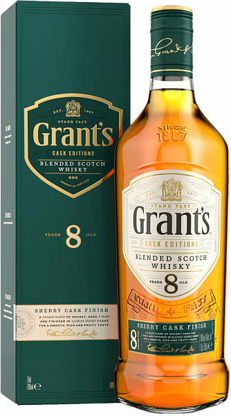 Виски Grant's Sherry Cask Finish 8 y.o. Blended Scotch Whisky (gift box), 0.7 л