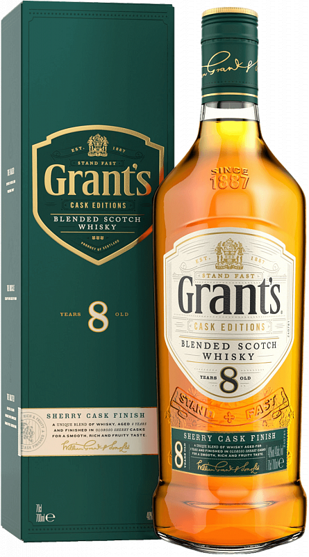 Грантс Шерри Каск Финиш 8 лет купажированный шотландский виски в подарочной упаковке 0.7 л