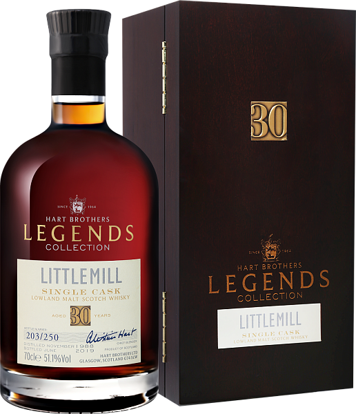 Виски Hart Brothers Legends Collection Littlemill Lowland Single Cask Malt Scotch Whisky 30 y.o. (gift box), 0.7 л