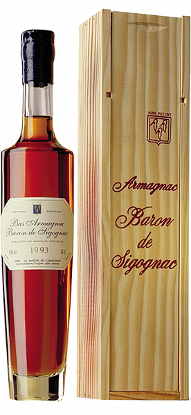 Арманьяк Baron de Sigognac 1993 Armagnac AOC (gift box), 0.35 л