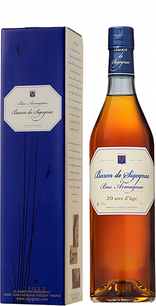 Арманьяк Baron de Sigognac 20 ans d'age Armagnac AOC (gift box), 0.7 л
