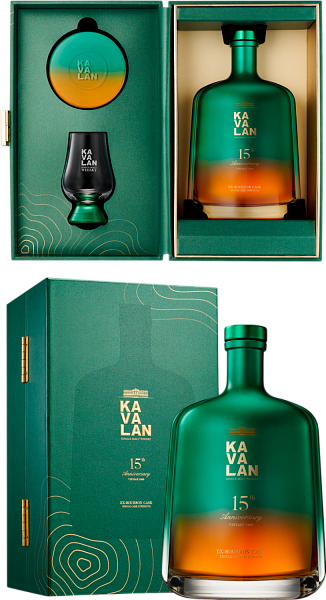 Виски Kavalan 15th Anniversary Vintage 2009 Ex-Bourbon Cask Single Malt Whisky (gift box with a glass), 0.75 л