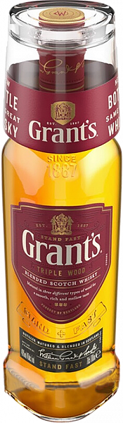 Виски Grant's Triple Wood Blended Scotch Whisky (with glass and dropstop), 0.75 л