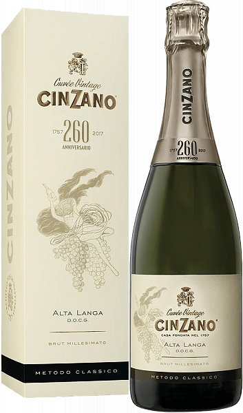 Игристое вино Cinzano 260 Brut Millesimato Alta Langa DOCG (gift box), 0.75 л