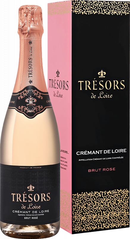Игристое вино и шампанское Трезор де Луар Креман де Луар АОС Брют Розе Жозеф Вердье в подарочной упаковке 0.75 л