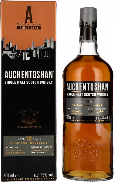 Виски Auchentoshan Single Malt Scotch Whisky 18 y.o. (gift box), 0.7 л