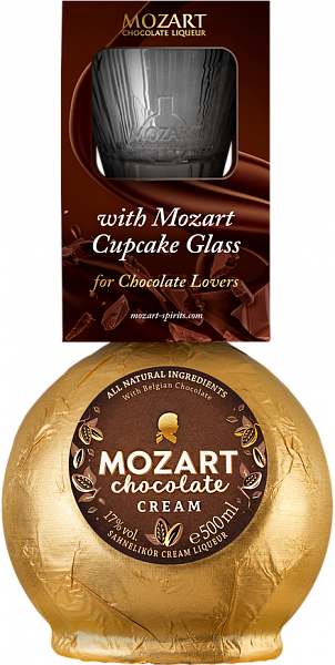 Ликёр Mozart Chocolate Cream (gift box with a glass with edges), 0.5 л