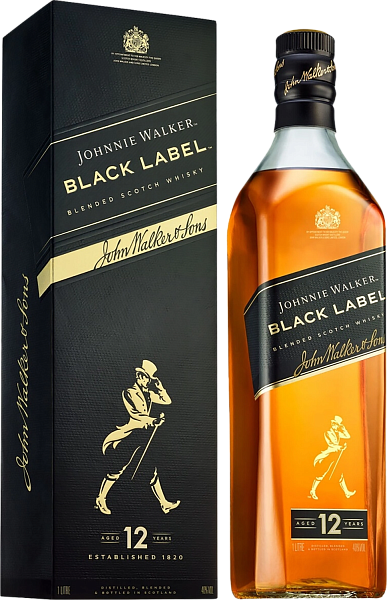 Виски Johnnie Walker Black Label Blended Scotch Whisky (gift box), 0.7 л