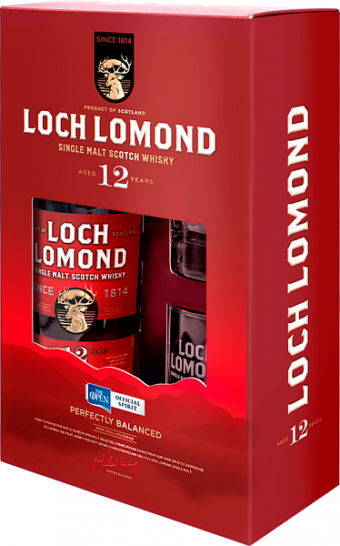 Loch Lomond Single Malt 12 y.o. Scotch Whisky (gift box with 2 glasses), 0.7 л