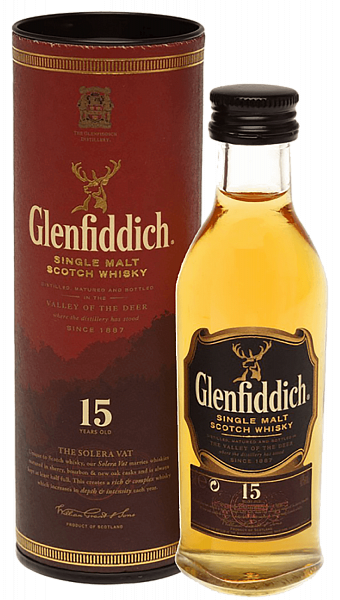Glenfiddich Single Malt Scotch Whisky 15 y.o. (gift box), 0.05 л