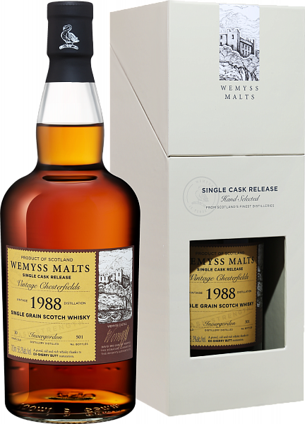 Виски Wemyss Malts Vintage Chesterfields 1988 Invergordon Single Cask Single Grain Scotch Whisky 30 y.o. (gift box), 0.7 л