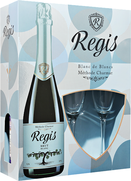 Игристое вино Regis Brut Blanc Erevаnskij Shаmpаjn Ginineri Gortsаrаn (gift box with 2 glasses), 0.75 л в Уфе