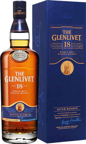 Виски The Glenlivet Single Malt Scotch Whisky 18 y.o. (gift box), 0.7 л