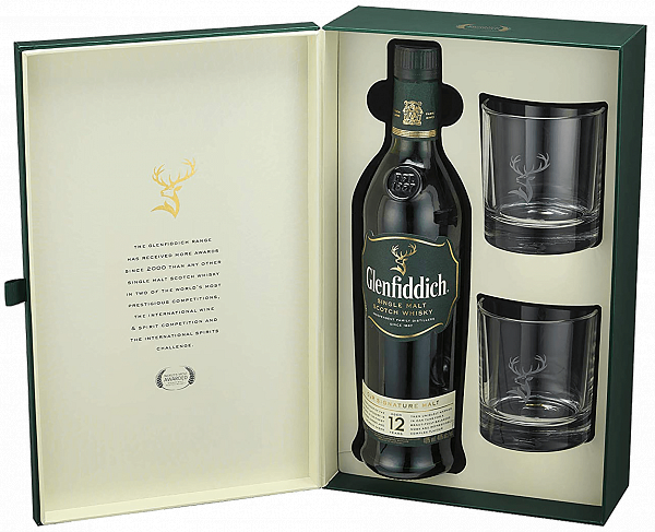 Виски Glenfiddich 12 y.o. Single Malt Scotch Whisky (gift box with 2 glasses), 0.75 л