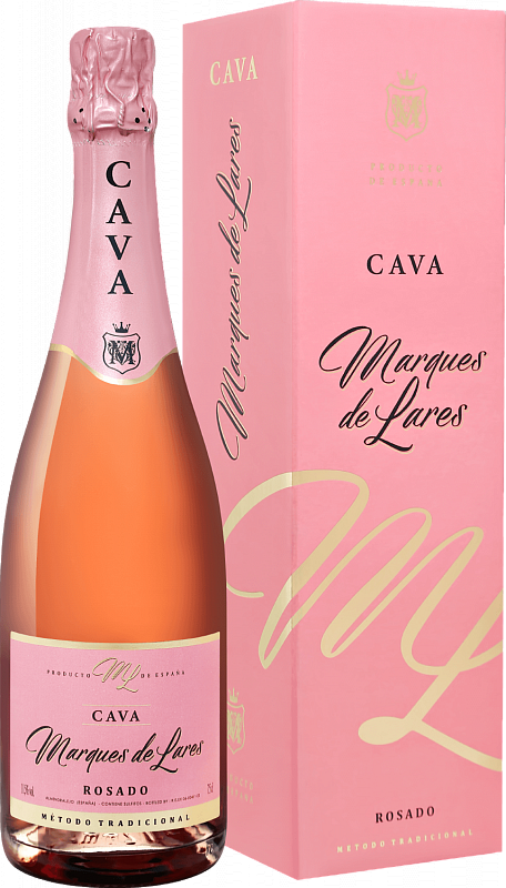 Игристое вино и шампанское Маркес де Ларес Розадо Брют Кава DO Лопес Моренас в подарочной упаковке 2021 0.75 л
