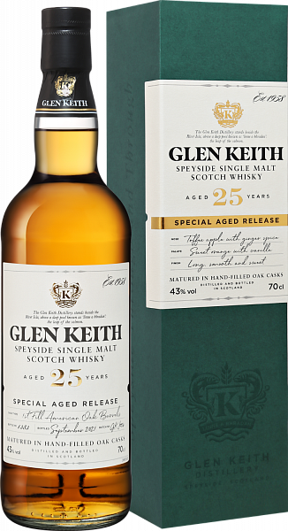 Glen Keith Speyside Single Malt Scotch Whisky 25 y.o. (gift box), 0.7 л